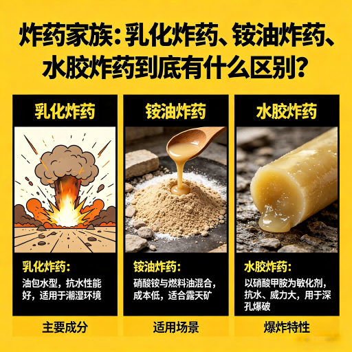 调楼镇炸药家族：乳化炸药、铵油炸药、水胶炸药到底有什么区别？